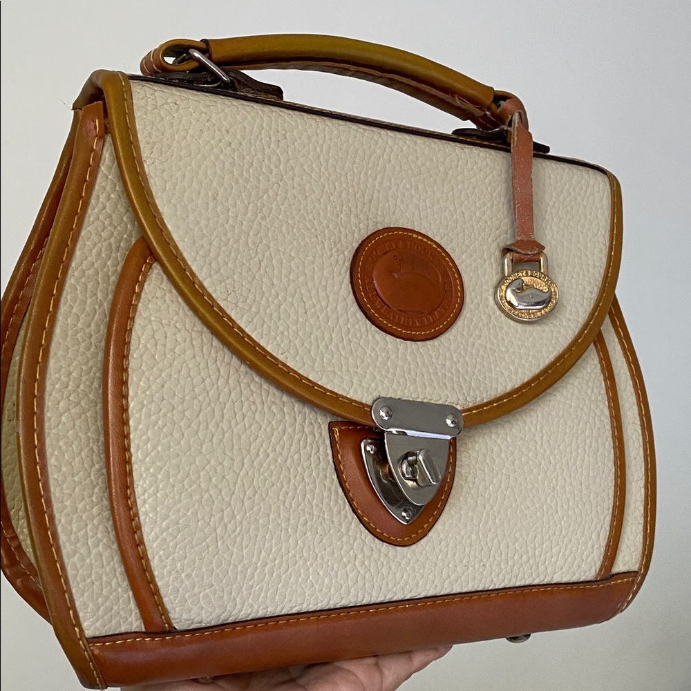 Dooney & Bourke Cream and Brown Satchel